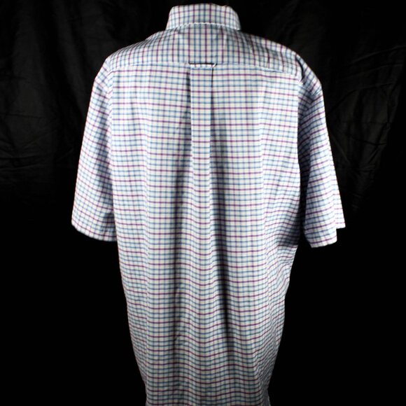 Men's Stafford Plaid Short Sleeve Button Down Shirt - Size 18 Reg - Picture 3 of 6